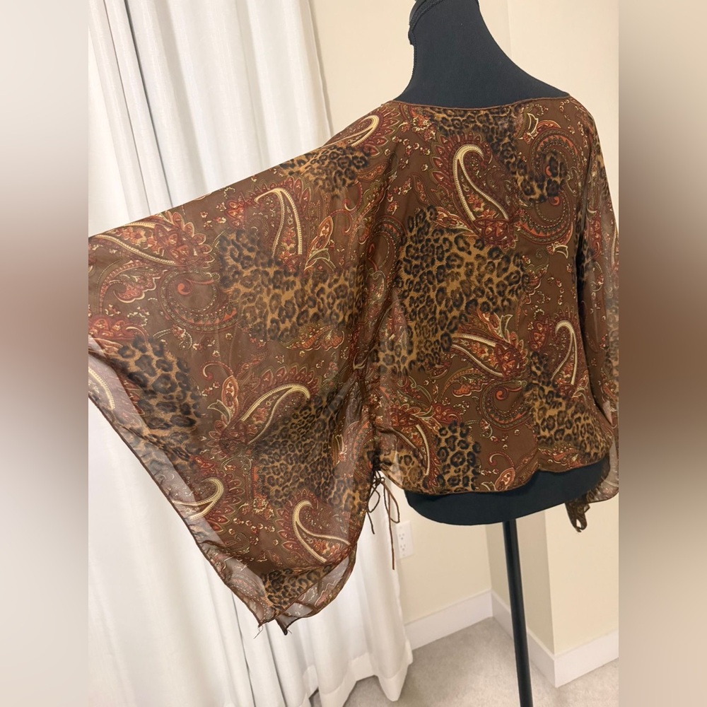 Women’s Brown Paisley & Leopard Print Blouse - Picture 2 of 5